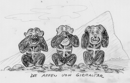 Cartoon: Gibraltar (medium) by kritzelcarl tagged gibraltar,affen