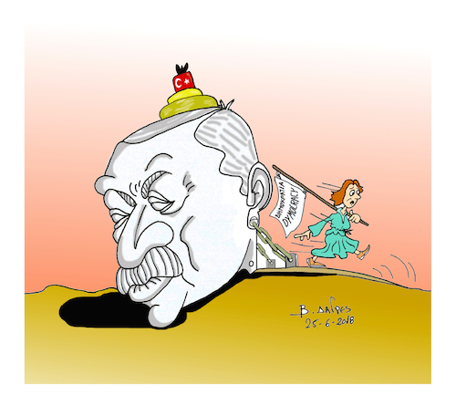 Cartoon: ERDOGAN - ELECTIONS (medium) by vasilis dagres tagged erdogan,elections,dimocracy