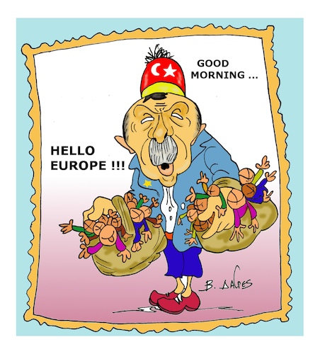 Cartoon: ERDOGAN (medium) by vasilis dagres tagged erdogan,turkey,greece,europe,migrants,refugees