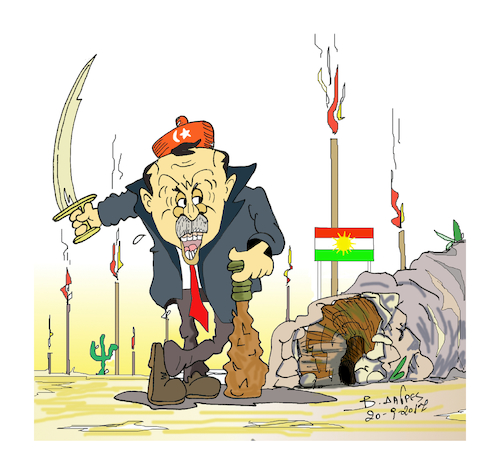Cartoon: ERDOGAN KOYRDISTAN (medium) by vasilis dagres tagged erdogan,toyrkey