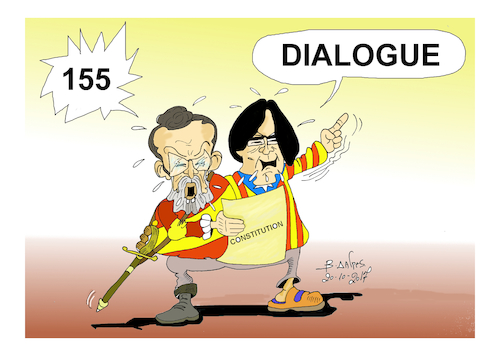 Cartoon: katalonia (medium) by vasilis dagres tagged katalonia,155,dialogue,constitution