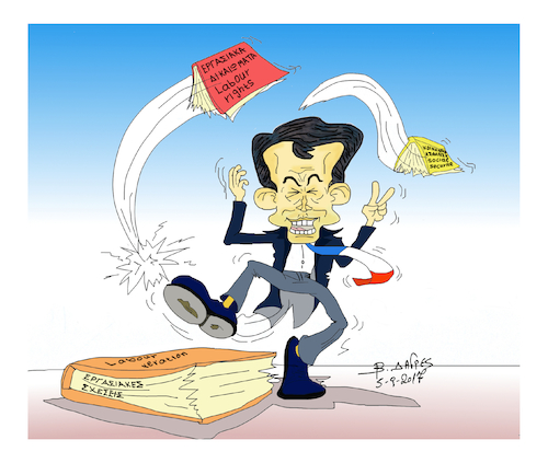 Cartoon: MACRON AND NEOLIBERALISM (medium) by vasilis dagres tagged macron,neolimberalism