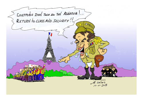 Cartoon: major General . Emmanuel Macron. (medium) by vasilis dagres tagged france,european