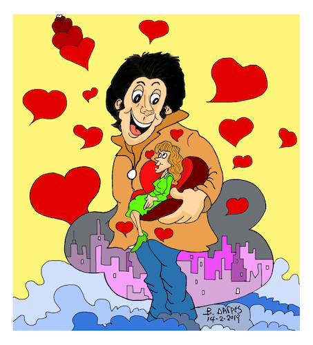 Cartoon: the lovers. (medium) by vasilis dagres tagged the,lovers