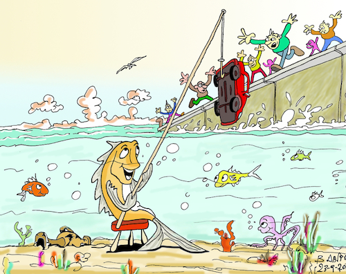Cartoon: the small fish (medium) by vasilis dagres tagged humour