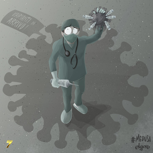 Cartoon: Omicron is coming (medium) by Alagooon tagged omicron,covid19,vaccine