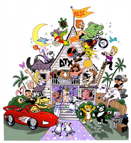 Cartoon: Animal House (medium) by mwhite64 tagged animals,party,movie,parody,cats,dogs