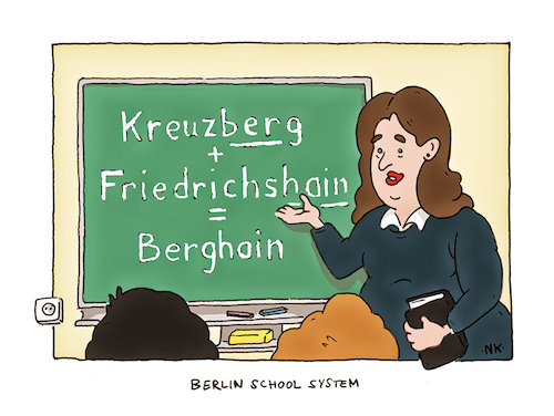 Cartoon: Basiswissen Berlin (medium) by Normform tagged berlin,schule,lehrer,mathe,clubs