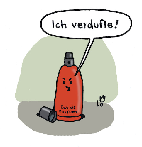 Cartoon: Eau de parfum (medium) by Lo Graf von Blickensdorf tagged abhauen,verduften,geruch,duft,parfüm,flakon,fahrenheit,zerstäuber,designer,dior,karikatur,lo,cartoon,fläschchen,wortspiel,abhauen,verduften,geruch,duft,parfüm,flakon,fahrenheit,zerstäuber,designer,dior,karikatur,lo,cartoon,fläschchen,wortspiel