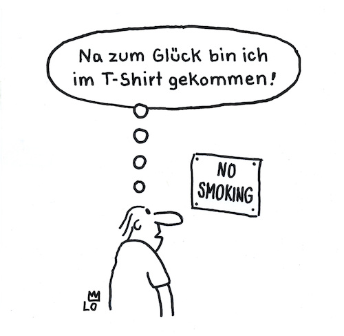 Cartoon: Glück gehabt (medium) by Lo Graf von Blickensdorf tagged englisch,smoking,rauchen,mann,wortspiel,schild,karikatur,lo,cartoon,glück,kleidung,shirt,englisch,smoking,rauchen,mann,wortspiel,schild,karikatur,lo,cartoon,glück,kleidung,shirt