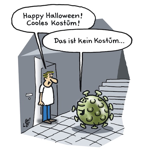 Cartoon: Halloween (medium) by Lo Graf von Blickensdorf tagged grippevirus,grippe,virus,halloween,grippewelle,karikatur,lo,graf,cartoon,süßes,oder,saures,grippevirus,grippe,virus,halloween,grippewelle,karikatur,lo,graf,cartoon,süßes,oder,saures