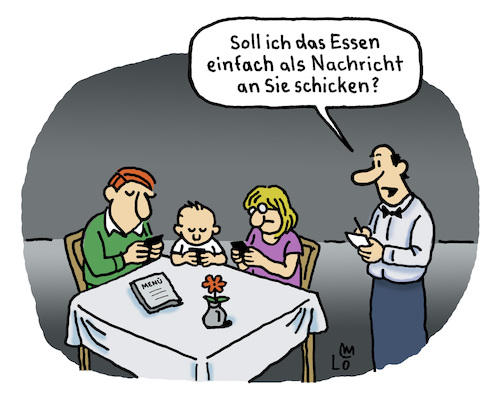 Cartoon: Handysucht (medium) by Lo Graf von Blickensdorf tagged restaurant,kellner,ober,whatsapp,handy,internet,handysucht,familie,mann,frau,kind,karikatur,lo,graf,cartoon,smartphone,kontrollverlust,mediensucht,mobiltelefon,cell,phone,restaurant,kellner,ober,whatsapp,handy,internet,handysucht,familie,mann,frau,kind,karikatur,lo,graf,cartoon,smartphone,kontrollverlust,mediensucht,mobiltelefon,cell,phone