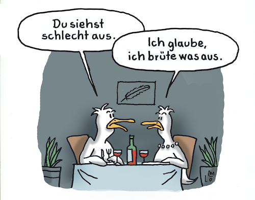 Cartoon: Krankheitsgefühl (medium) by Lo Graf von Blickensdorf tagged krank,erkältung,krankheitsgefühl,enten,brüten,ei,eier,nest,vögel,grippe,corona,restaurant,wein,tisch,paar,pärchen,mann,frau,karikatur,lo,graf,cartoon,krank,erkältung,krankheitsgefühl,enten,brüten,ei,eier,nest,vögel,grippe,corona,restaurant,wein,tisch,paar,pärchen,mann,frau,karikatur,lo,graf,cartoon