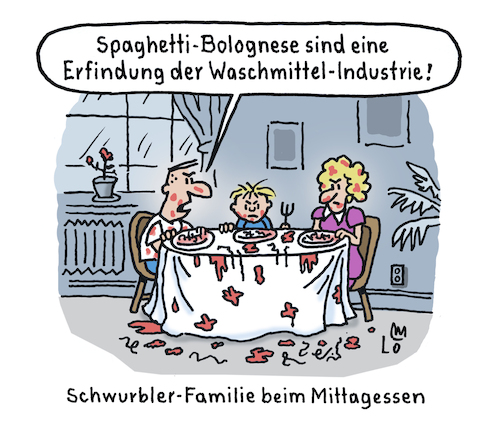 Cartoon: Mahlzeit (medium) by Lo Graf von Blickensdorf tagged spaghetti,bolognese,essen,familie,verschwörungstheoretiker,mahlzeit,mann,frau,kind,karikatur,lo,graf,cartoon,impfgegner,dunning,krugrt,effect,querdenker,schwurbler,wachmittelindustrie,flecken,tomatensoße,tischtuch,henkel,persil,spaghetti,bolognese,essen,familie,verschwörungstheoretiker,mahlzeit,mann,frau,kind,karikatur,lo,graf,cartoon,impfgegner,dunning,krugrt,effect,querdenker,schwurbler,wachmittelindustrie,flecken,tomatensoße,tischtuch,henkel,persil