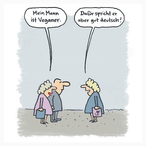 Cartoon: Mein Mann ist Veganer (medium) by Lo Graf von Blickensdorf tagged vegan,ehemann,veganer,ernährung,vegan,ehemann,veganer,ernährung,sprache,mann,frau