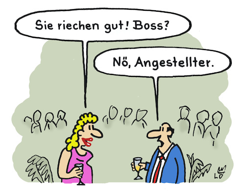 Cartoon: Parfümiert (medium) by Lo Graf von Blickensdorf tagged mann,frau,date,party,empfang,hugo,boss,parfüm,parfümiert,chef,angestellter,firma,arbeit,missverständnis,mann,frau,date,party,empfang,hugo,boss,parfüm,parfümiert,chef,angestellter,firma,arbeit,missverständnis