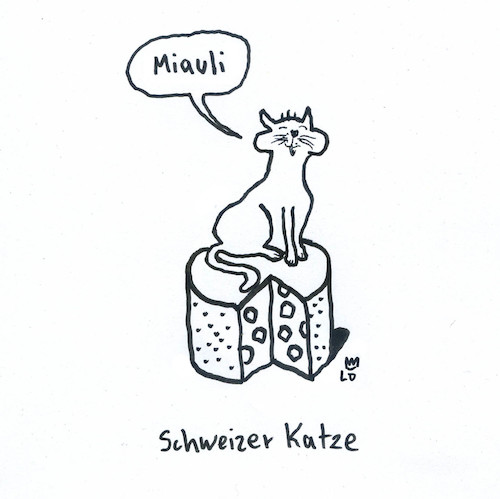 Cartoon: Schweizer Katze (medium) by Lo Graf von Blickensdorf tagged katze,schweiz,miau