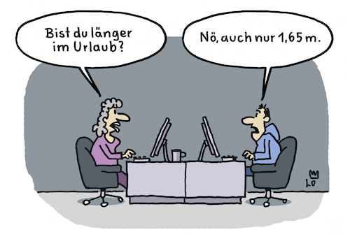 Cartoon: Urlaub (medium) by Lo Graf von Blickensdorf tagged wortspiel,berufsleben,angestellter,beamter,missverständnis,büro,computer,urlaub,resturlaub,urlaubszeit,körpergröße,kollegen,schreibtisch,betriebsurlaub,karikatur,lo,graf,cartoon,länger,größer,wortspiel,berufsleben,angestellter,beamter,missverständnis,büro,computer,urlaub,resturlaub,urlaubszeit,körpergröße,kollegen,schreibtisch,betriebsurlaub,karikatur,lo,graf,cartoon,länger,größer