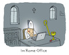 Cartoon: Büroarbeit (small) by Lo Graf von Blickensdorf tagged papst,rome,rom,vatikan,laptop,notebook,karikatur,lo,graf,cartoon,leo,homeoffice,wortspiel