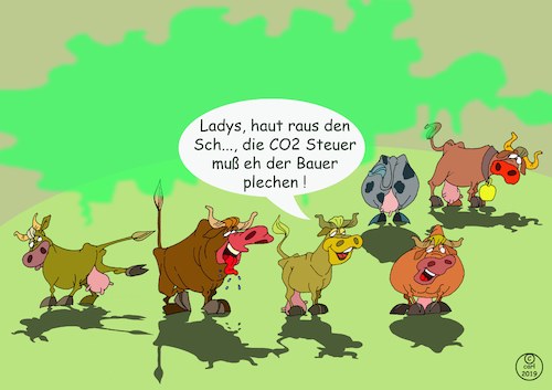 Cartoon: CO 2 Steuer (medium) by Karl tagged kühe