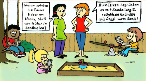 Cartoon: Blöde Erzieher (medium) by freshdj tagged handy,iphone,kinder,erzieher