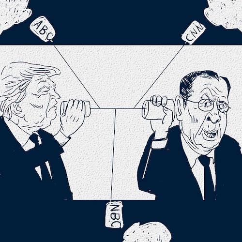 Cartoon: Secret leak (medium) by takeshioekaki tagged trump