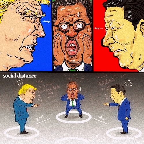 Cartoon: social distance (medium) by takeshioekaki tagged social,distance