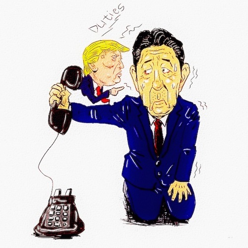 Cartoon: Telephone conference (medium) by takeshioekaki tagged trump