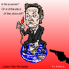 Cartoon: Is he God? Or devil (small) by takeshioekaki tagged julian,paul,assange,wikileaks
