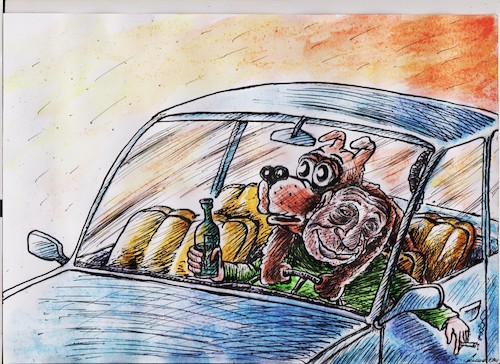 Cartoon: Alcohol (medium) by vadim siminoga tagged traffic,safety,car,alcohol,drugs,animals