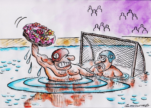 Cartoon: cake (medium) by vadim siminoga tagged sports,water,polo,health,humor,positive