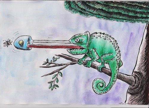 Cartoon: food (medium) by vadim siminoga tagged food,chameleon,quarantine,mask,coronavirus,people,hunger