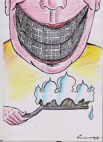 Cartoon: heritage (medium) by vadim siminoga tagged corruption,historical,monument,fraud,politics