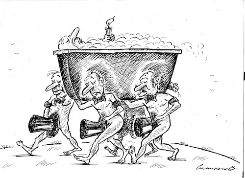 Cartoon: squint (medium) by vadim siminoga tagged funeral,bath,poverty,ecology,pension,economy