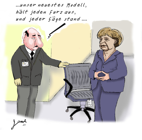 Cartoon: Merkels Stuhl (medium) by jpn tagged cdu,kanzlerin,kanzlerkandidat,merkel,vorsitz,groko,nachfolge