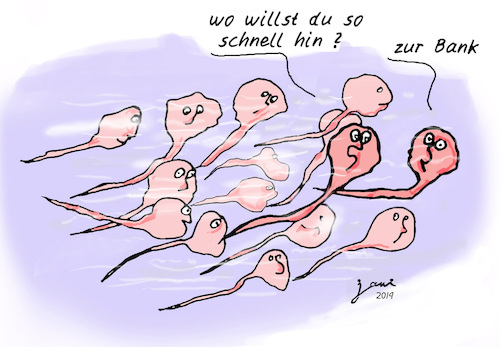 Cartoon: schnell zur Bank (medium) by jpn tagged bank,medizin,fortpflanzung