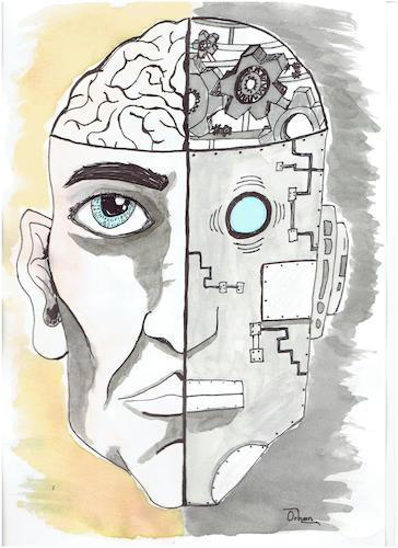 Cartoon: New generetion (medium) by Orhan ATES tagged cartoon,robot,human,future,humanity,bio,technology,generation,next