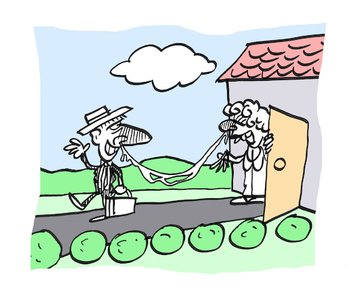 Cartoon: Abschied (medium) by Bregenwurst tagged erkältung,grippe,schnupfen,viren,buchsbaum