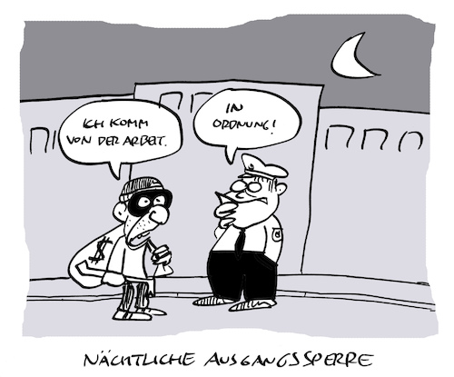 Cartoon: Ausgang (medium) by Bregenwurst tagged coronavirus,pandemie,ausgangssperre,dieb,arbeit