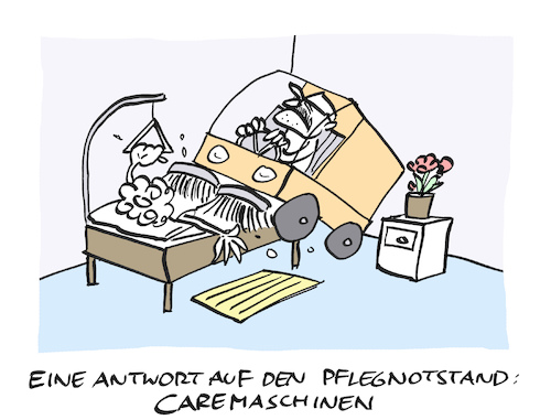 Cartoon: Care (medium) by Bregenwurst tagged pflege,care,kehrmaschine,pflegenotstand,altenheim