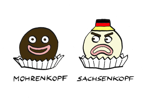Cartoon: Gebäckkunde (medium) by Bregenwurst tagged sachsen,pegida,rassismus,fremdenhass,nazis,gebäck