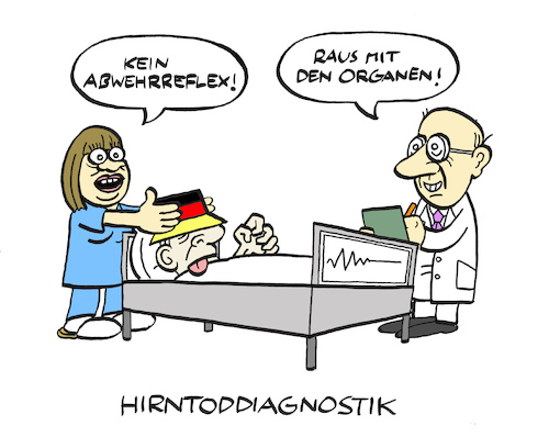 Cartoon: Hirntod (medium) by Bregenwurst tagged hirntod,organspende,pegida,nazis,klinik,exitus