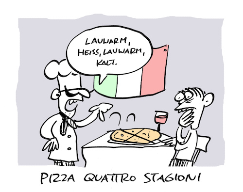 Cartoon: Jahreszeiten (medium) by Bregenwurst tagged pizza,quattro,stagioni,italiener