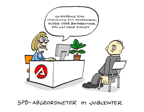 Cartoon: Jobchancen (medium) by Bregenwurst tagged spd,wahlen,niederlage,absturz,sozialdemokraten,jobcenter