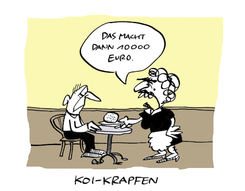 Cartoon: Keuer (medium) by Bregenwurst tagged koi,karpfen,krapfen,teuer