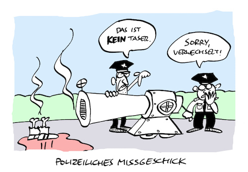 Cartoon: Malheur (medium) by Bregenwurst tagged polizei,gewalt,taser,kanone,minneapolis