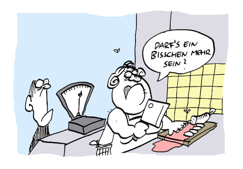 Cartoon: Metzelei (medium) by Bregenwurst tagged metzgerei,fleischerei,wurst,finger,unfall