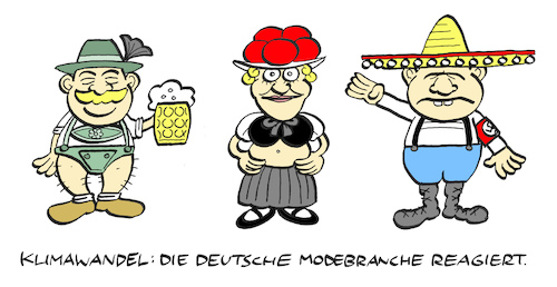 Cartoon: Modewandel (medium) by Bregenwurst tagged klimawandel,erderwärmung,hitzewelle,trachten