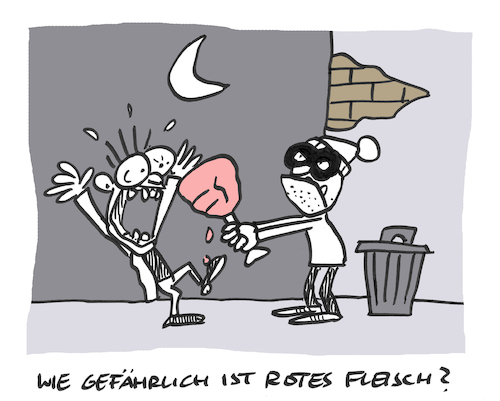 Cartoon: Röte (medium) by Bregenwurst tagged fleisch,gesundheit,gefahr,keule,überfall