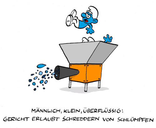 Cartoon: Schredderei (medium) by Bregenwurst tagged küken,tötung,schredder,häcksler,schlümpfe